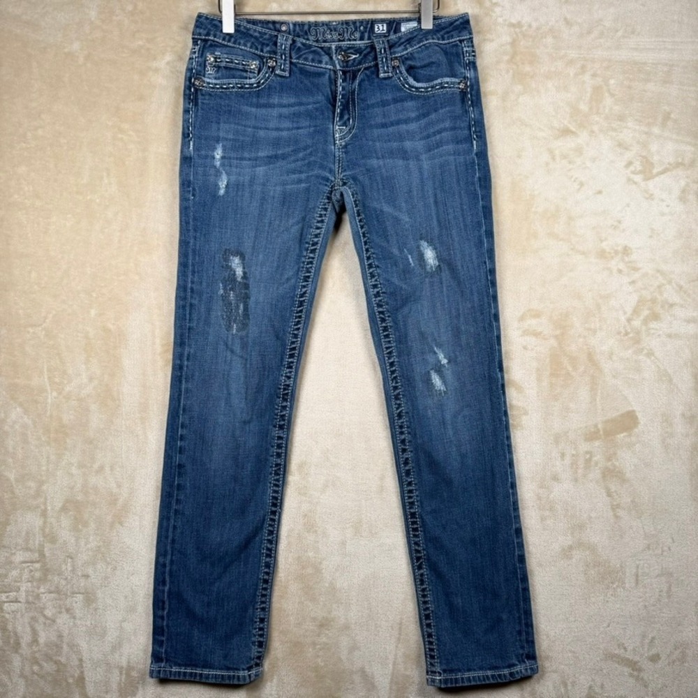Miss Me JP5061SKR Skinny Jeans Dark Wash Distressed Flap Pocket Size 31